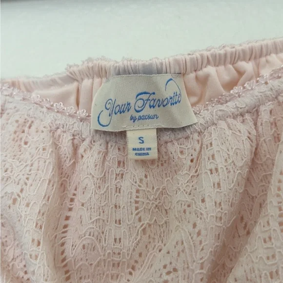 PacSun Pink Lace Strapless Top - Picture 2 of 6
